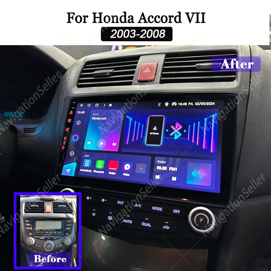 

Android Car Radio For Honda ACCORD 7 VII 2003 2004 2005 2006 2007 2008 Multimedia Player Navigation GPS Carplay Autoradio No 2di