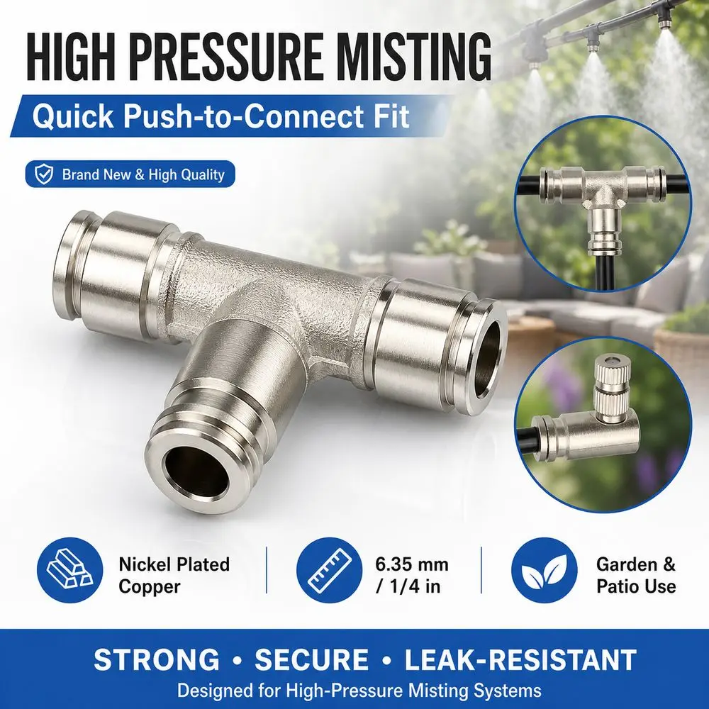 OD 6.35mm Tube 1/4” Pipe Slip Lock Connector Leak Resistant Straight Connector Tube Connector Fitting Push-to-Connect