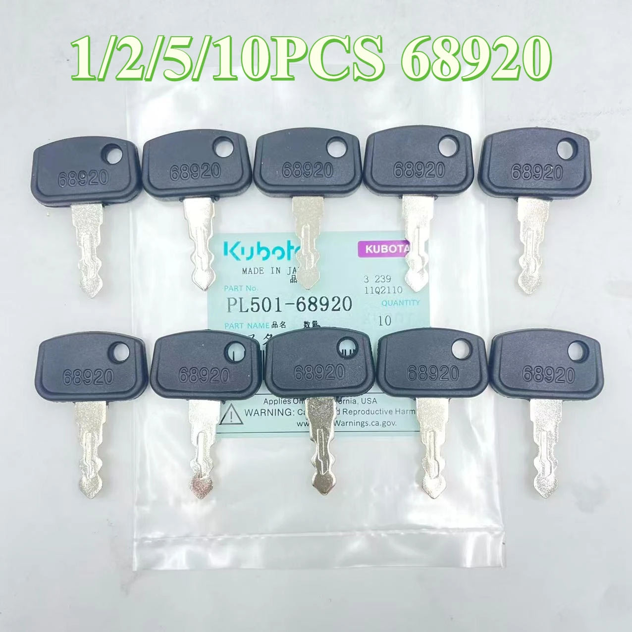 1/2/5/10PCS PL501-68920 Ignition Key 68920 for RTV, B,BX, F, GR, ZD, RTV500, RTV900 Series