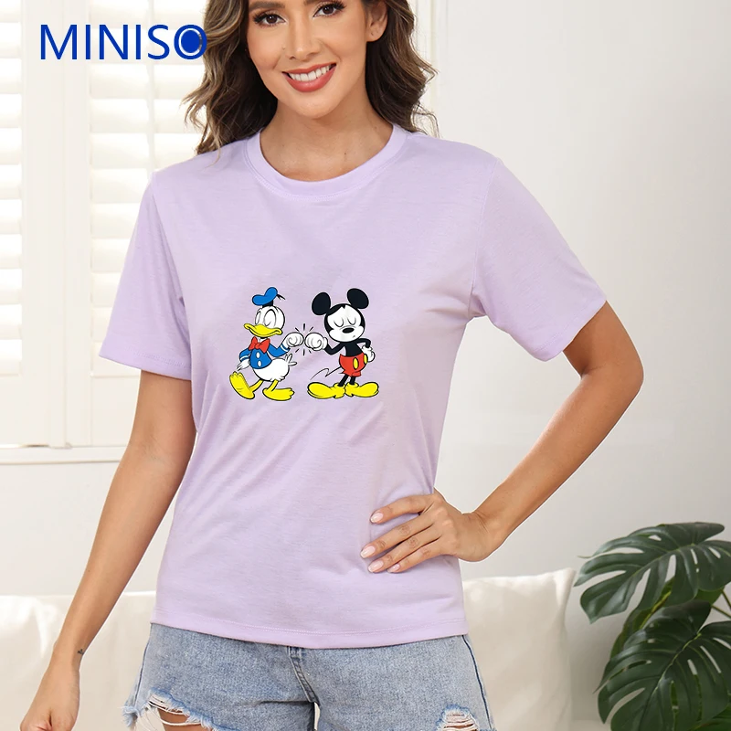 

Comfortable Clothing Disney Mickey Creative Print Women New In Summer Short Sleeve T-Shirt Suit Athleisure Fashion Trend Tops