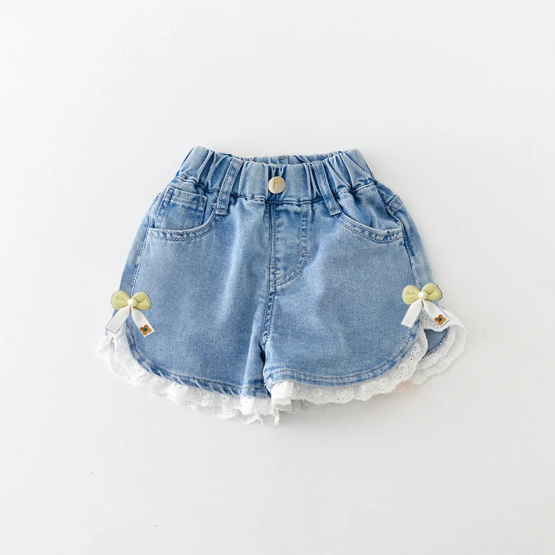 2-12Y Teens Girls Clothing Denim Shorts for Kids Summer Fashion Baby Girl Shorts Children's Blue  Lace Bow Short Jeans Pants