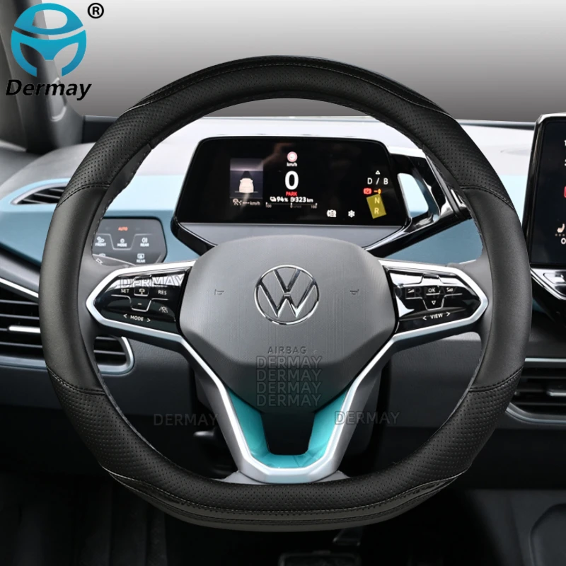 

for Volkswagen VW Golf 8 MK8 DERMAY Car Steering Wheel Cover Carbon Fibre PU Leather 5 Colors Auto Accessories