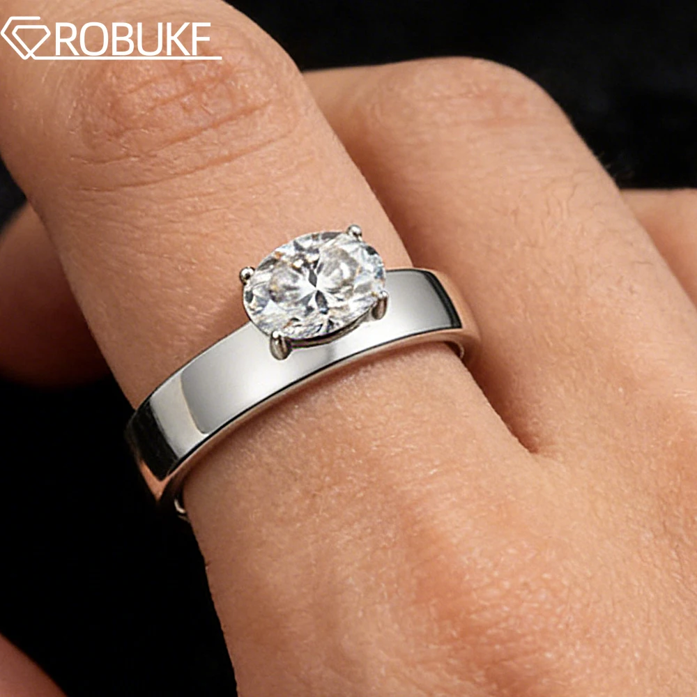 

5*7mm 1CT East West Oval Cut Moissanite Engagement Ring For Women Men Stackable Classic Wedding Band 925 Sterling Silver Jewelry