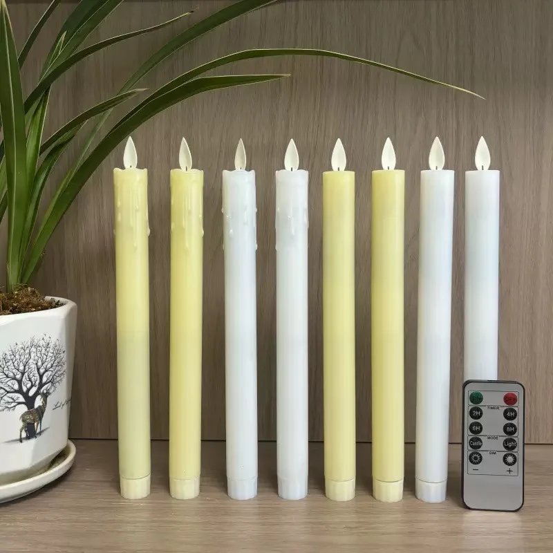 Led Taper Candle w/Remote&timer Moving Wick Flickering Window tea Light Battery Operate Christmas Dinner Table Decoration-H25CM