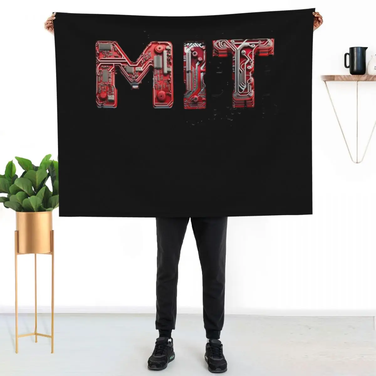 MIT University Circuit Typography Throw Blanket Luxury St Vintage Retros Thins Shaggy Decorative Throw Blankets