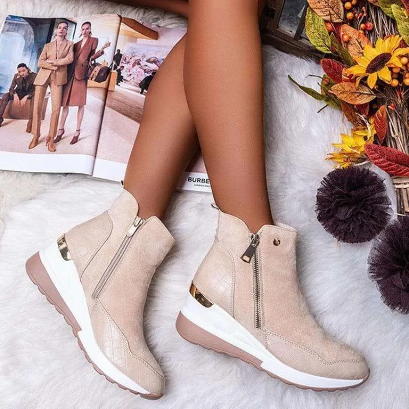 Women Chunky Snow Boots Women 2024 Autumnal Winter Solid color Fashion Platforms Ankle Boots Waterproof Plush Warm Cotten Shoes