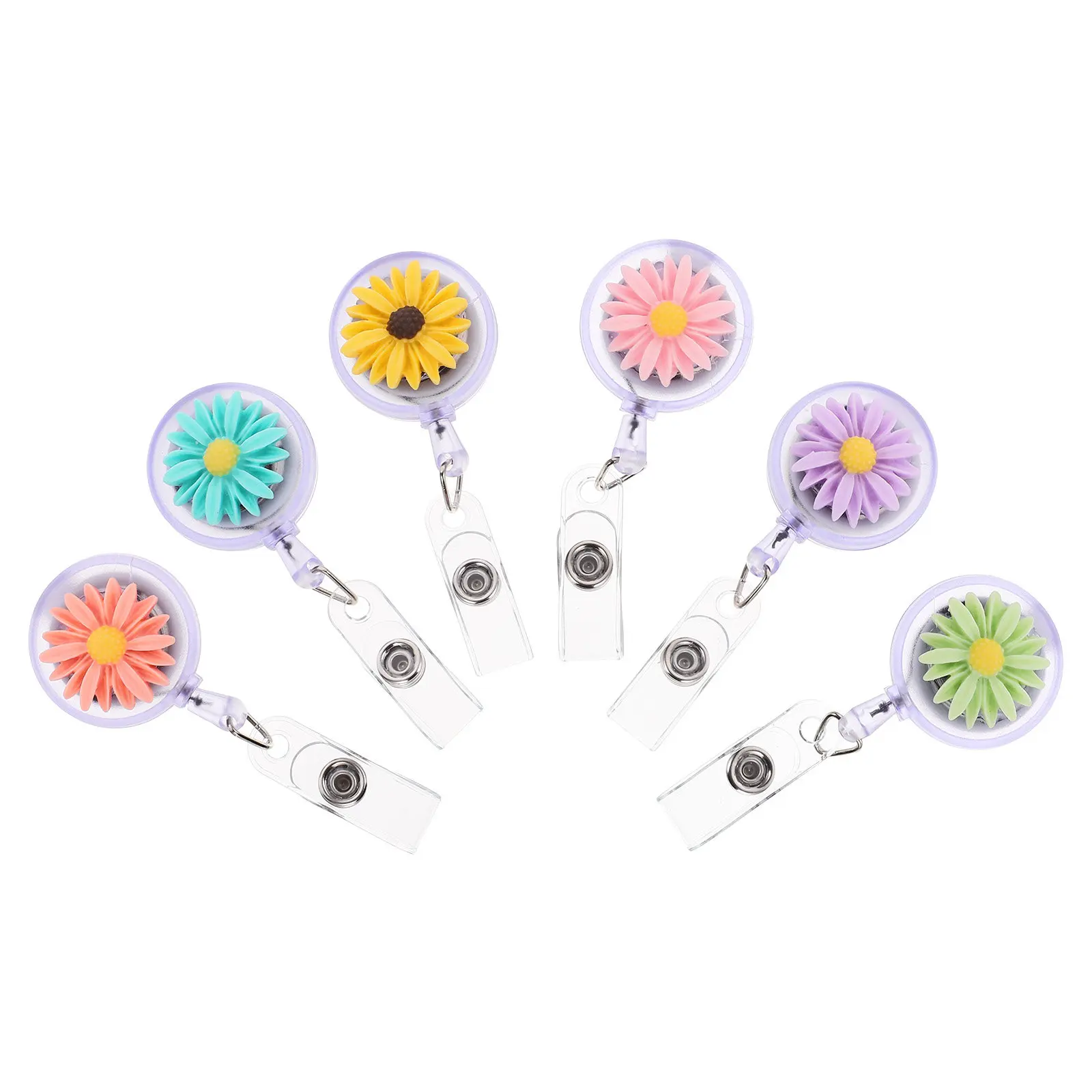 6Pcs Retractable Badge Clip Nurse Badge Holder Resin Material Sturdy Serrated Alligator Clip for Id Cards Name Badges Students