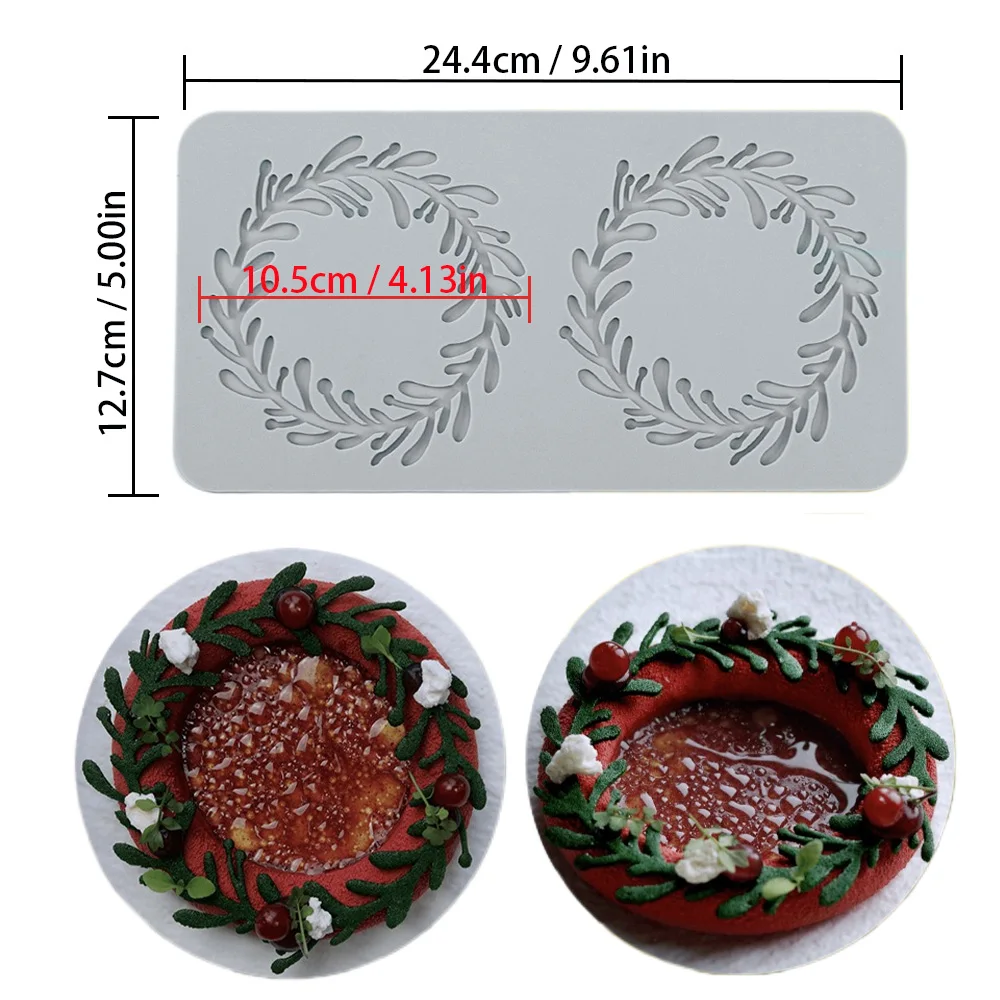 Christmas Silicone Flower Lace Molds Mistletoe Fondant ​Chocolate Mould Gumpaste Moulds Sugar Lace Veil Mat Cake Decoration Tool