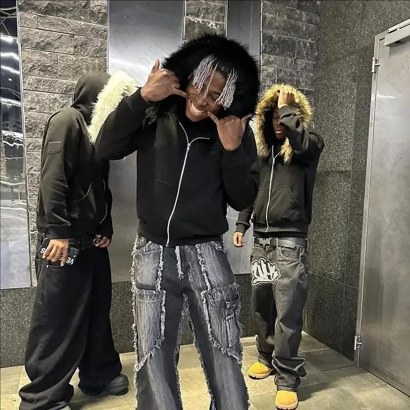 قبعة مخملية بغطاء للرأس لون نقي بأكمام طويلة بلوفر بقلنسوة سترة عتيقة نمط الشارع عصري للشباب كاجوال للربيع والخريف #5