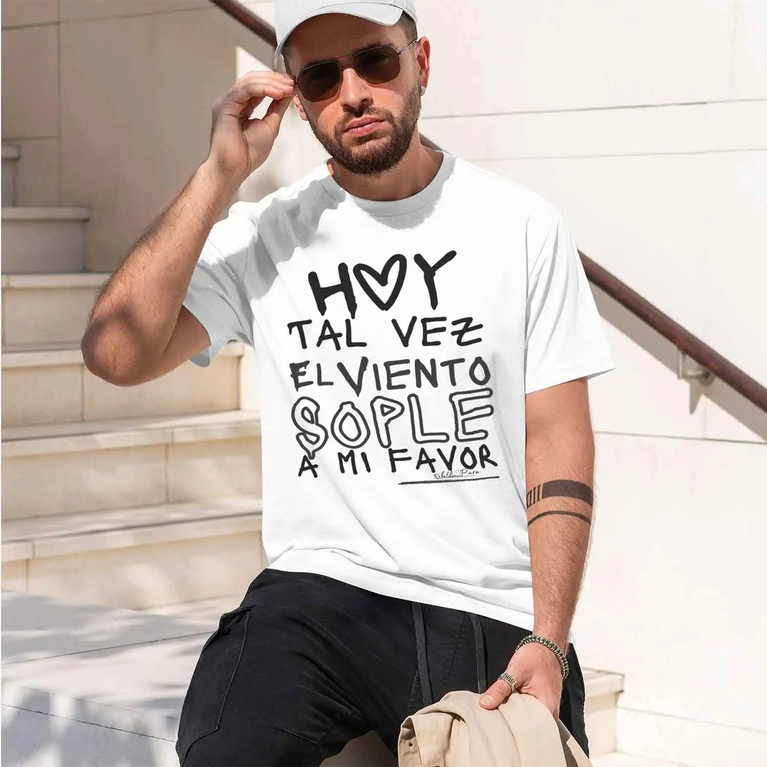 Casual Style Men's T-Shirt With Spanish Quote Today Maybe The Wind Will Blow In My Favor For Everyday Wear And Gift For 2026 New