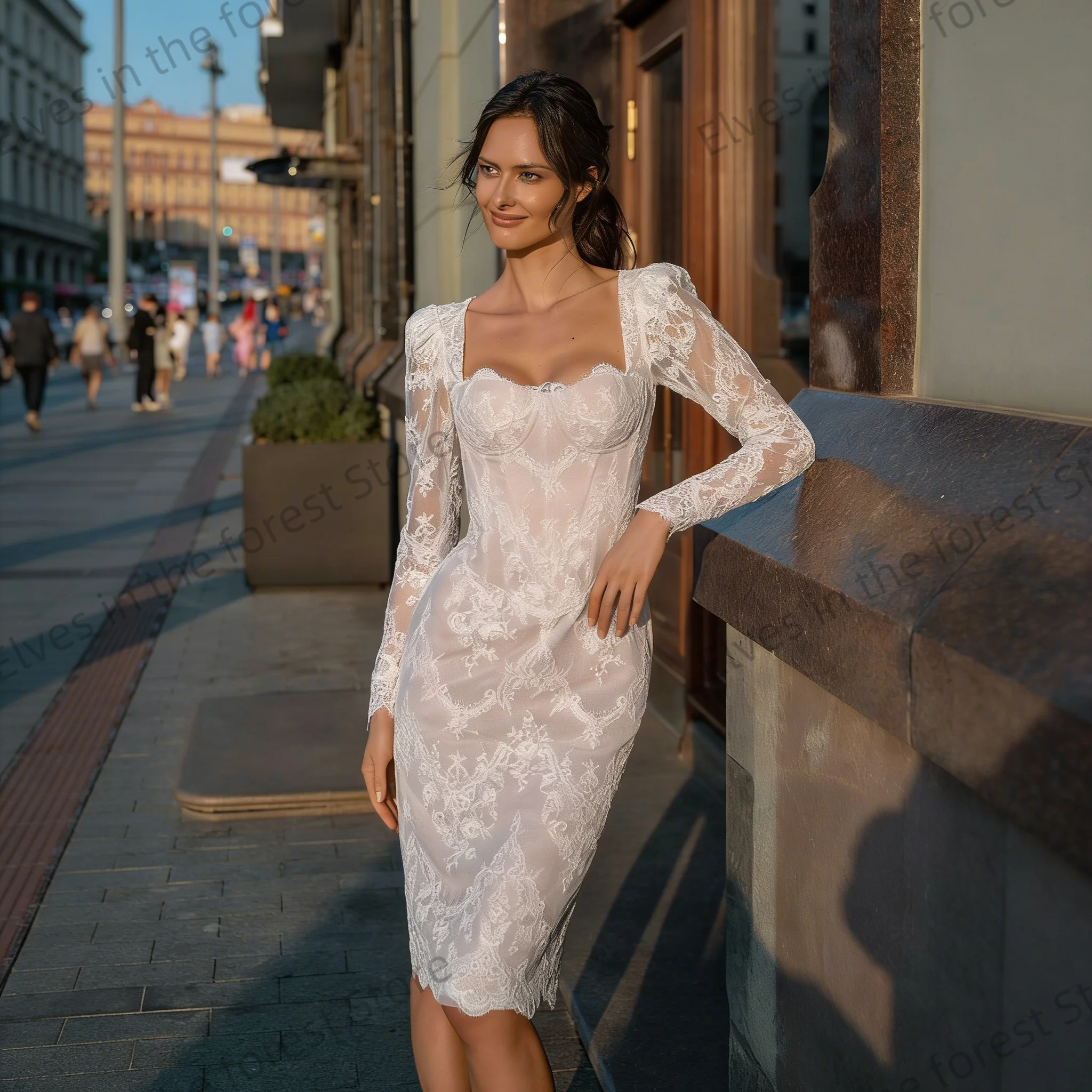 Boho Mermaid Women Wedding Dresses Elegant Sweetheart Lace Bridal Gowns Romantic Knee Length Robes de Soriee Customized