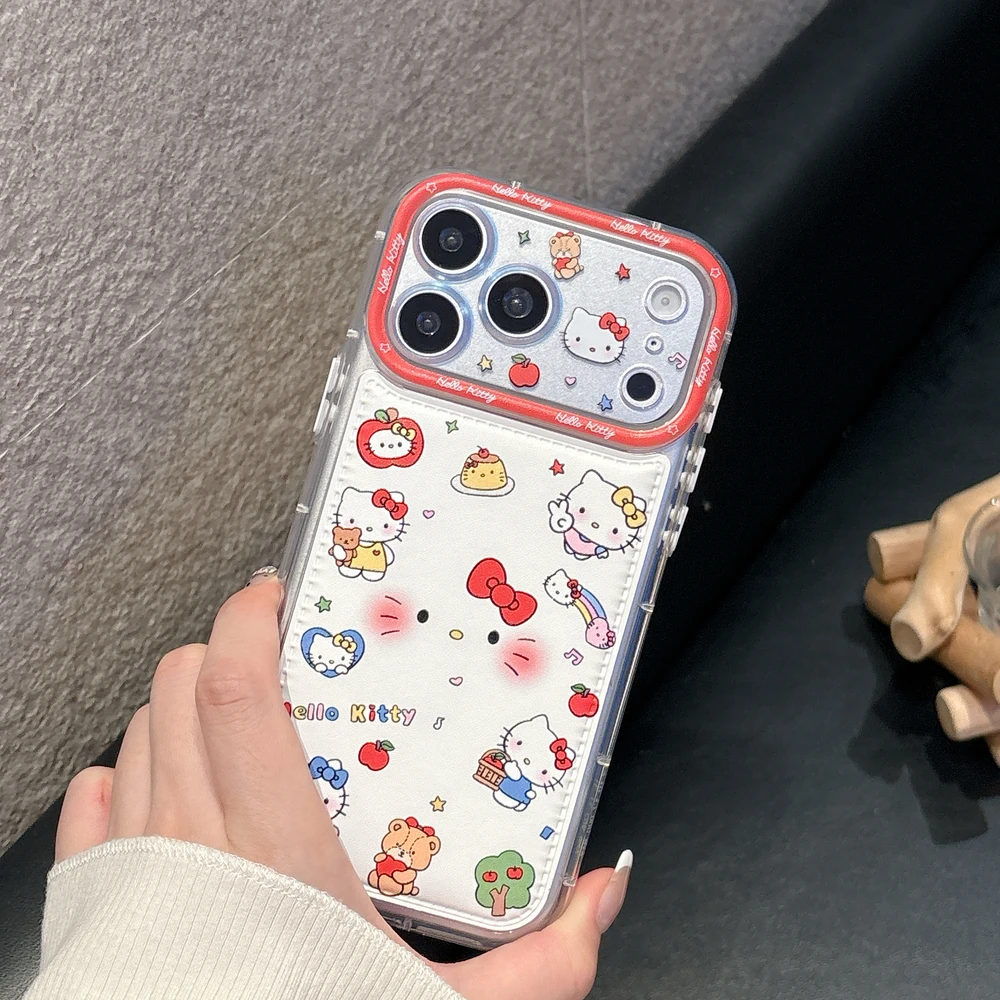 Cute Cartoon Sanrio Hello Kitty Bow Phone Case For iPhone 17 16 15 14 13 Pro Max Cases Shockproof Soft TPU Cover With Lanyard view 2