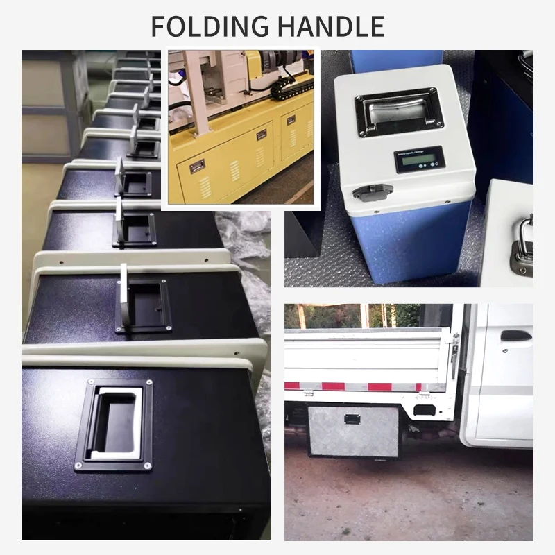 1PCS Industrial Handle Rectangle Shaped Metal Zinc Alloy Embedded Folding Handle Tool Box Chest Pull Handle