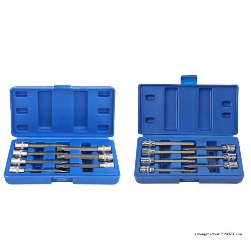 

28GF 3/8” for Extra Long Allen/Torx Bit Socket Set with Storage Box Metric 3mm -10mm 7-Piece Set Vanadium St