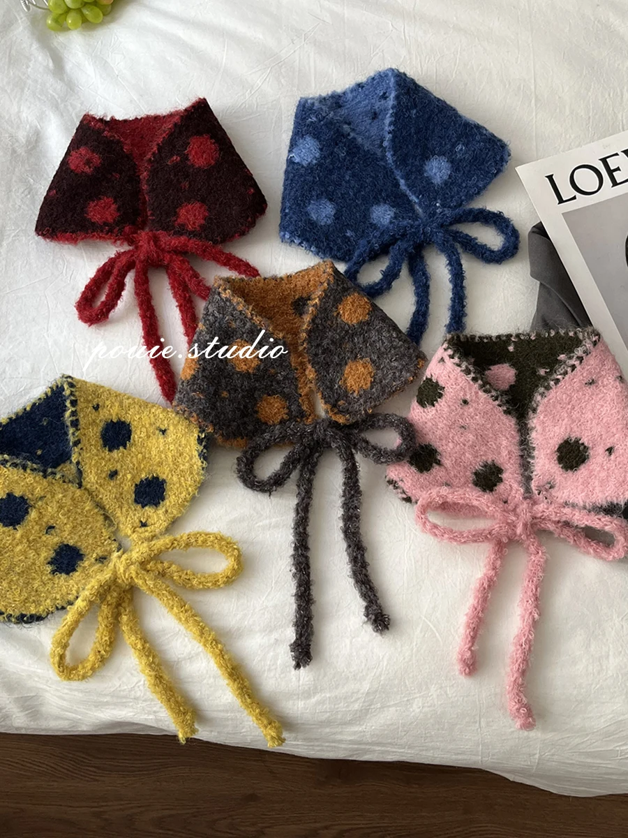 

Корейские литературные художественные плюшевые наушники в горошек, женские осенне-зимние модные теплые шарфы 202, защитные наушники