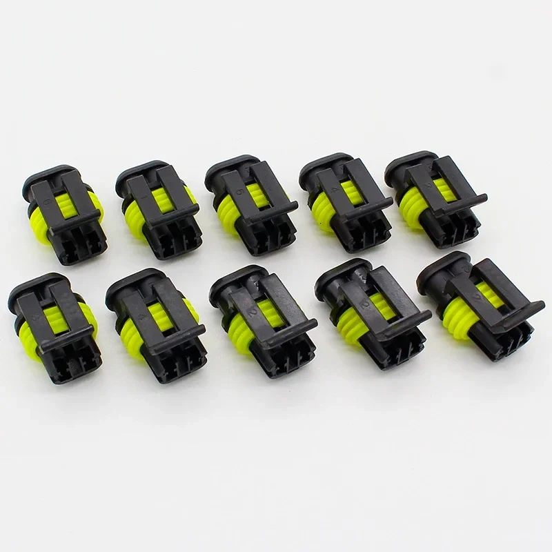 10 Kit 2 Pin Way Waterproof Electrical Wire Connector Plug 1.5mm Terminals 2Pin HID Plug Auto Xenon lamp Plug
