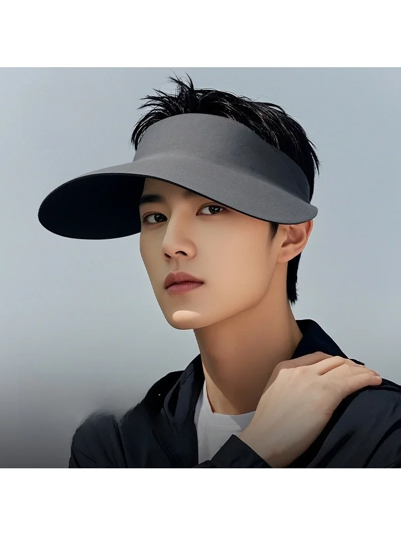 Summer Men's Sun Protection Hat Foldable Breathable Seamless Large Brim Wide Head Circumference UV Protection Outdoor Cap