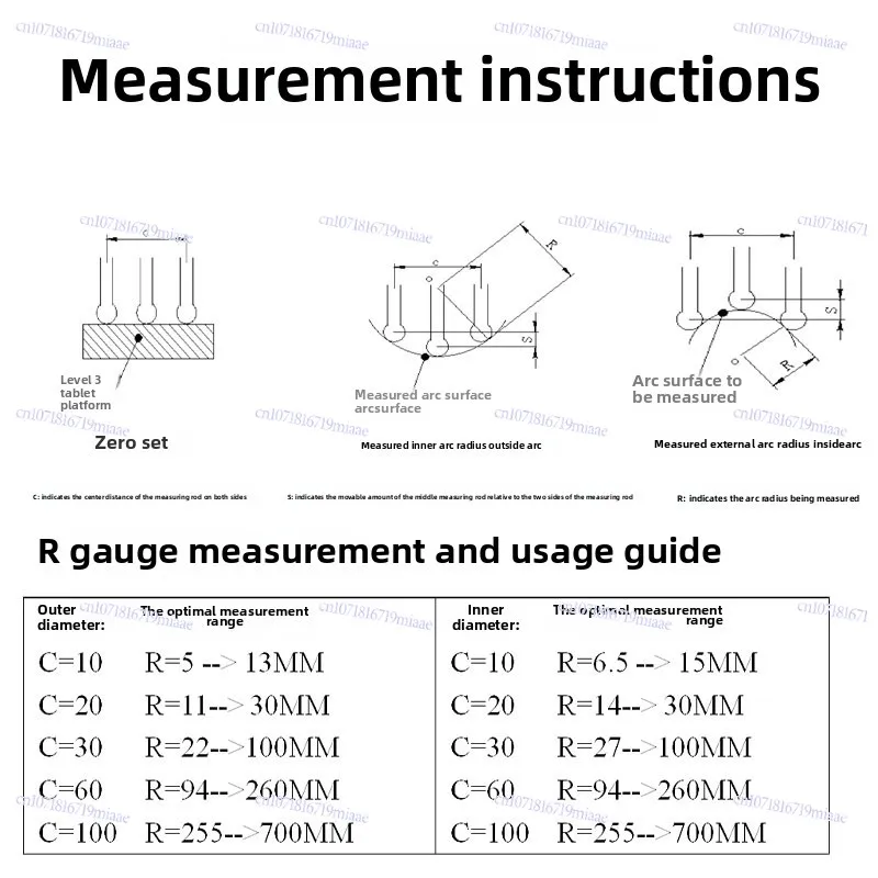Digital Radius Gauge Diameter Measuring Instrument