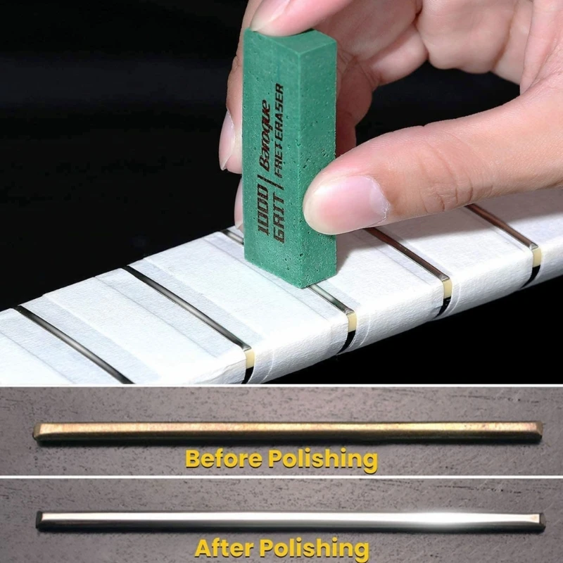 Guitar Fret Polishing Erasers Abraisive Rubber Block Polishing Fret Wire 180&400&1000&1500&2000 Grit Set of 5pcs Kits