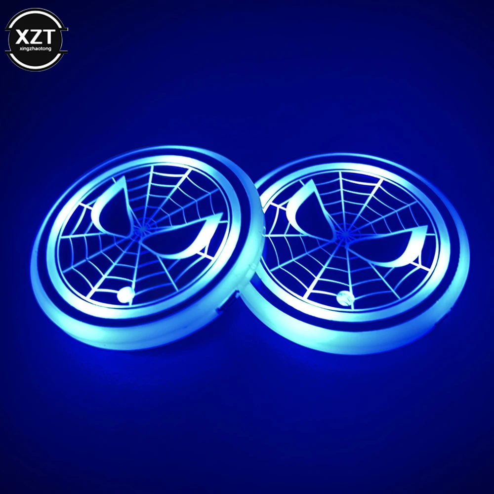 2Pcs Universal Luminous Car Water Cup Coaster Holder 7 Colors USB Charging Led Car Interior Decoration Atmosphere Light Coaster