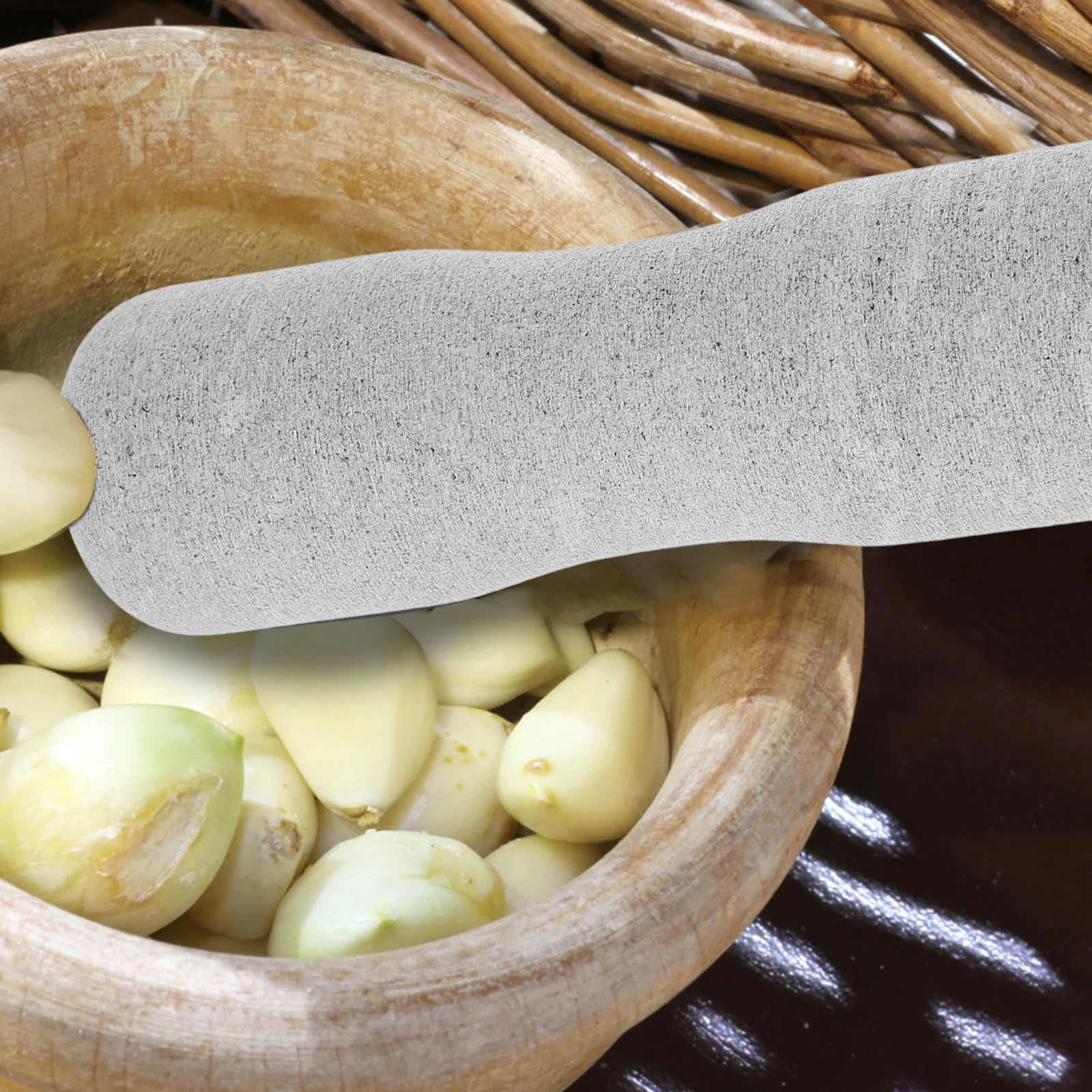 

Измельчитель чеснока, каменный пестик, ручная дробилка для кухни, специй, лекарств, плотный материал, многоразовая безопасная удобная ручка