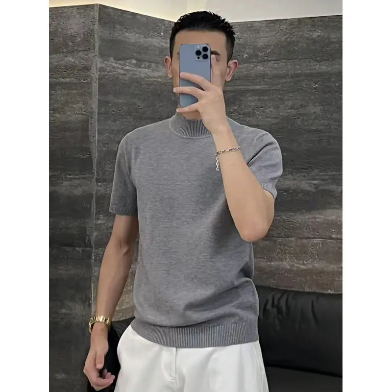 

Slim Fit f High Collar Knitwear ort Sve Men's Youth Inner Wear Pure Color Social Boy Youth Faion Autumn 2025