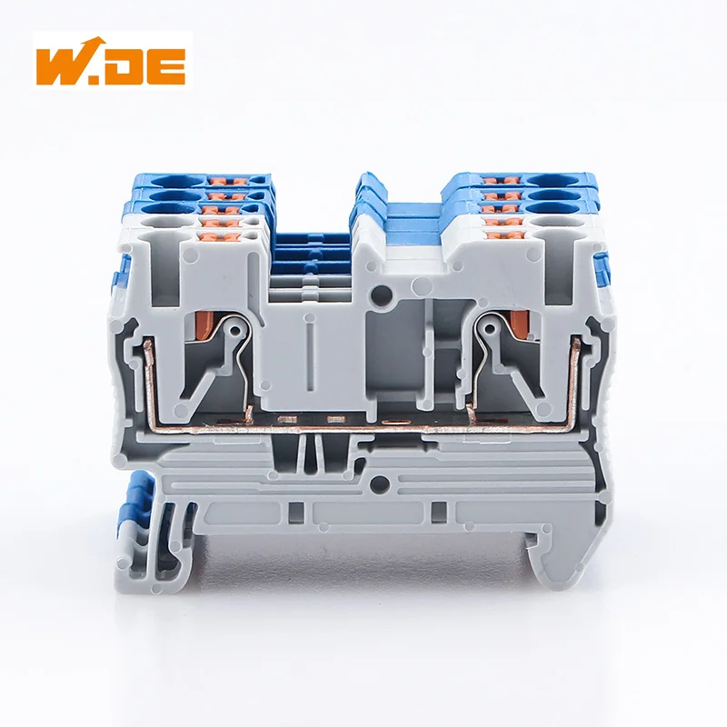 100pcs PT-2.5 Din Rail Terminal Block Push In Spring Screwless Electrical Terminal Strip Block Connector PT2.5 Wiring Conductor