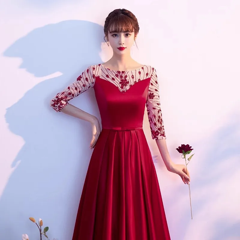 코러스 코스튬 롱 호스트 포멀 원피스, 고급스러운 연회 의상, 2024 신상 여성