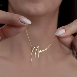 Personalized Handwriting Name Necklaces For Women Fashion Custom Nameplate Jewelry Stainless Steel Collarbone Necklace Collier