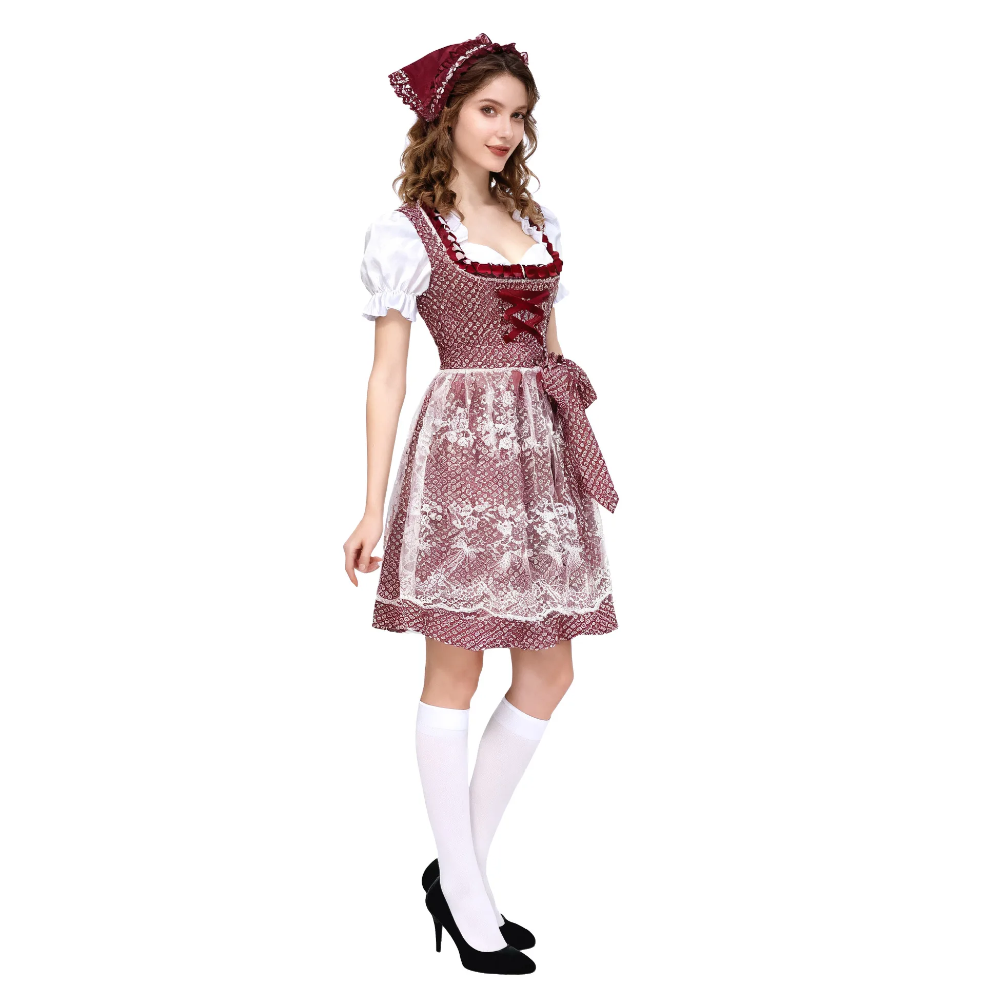 Halloween Cosplay Costume Munich Bavarian German Oktoberfest Maid Dress Traditional Festival Theme Party Outfit Adult Women
