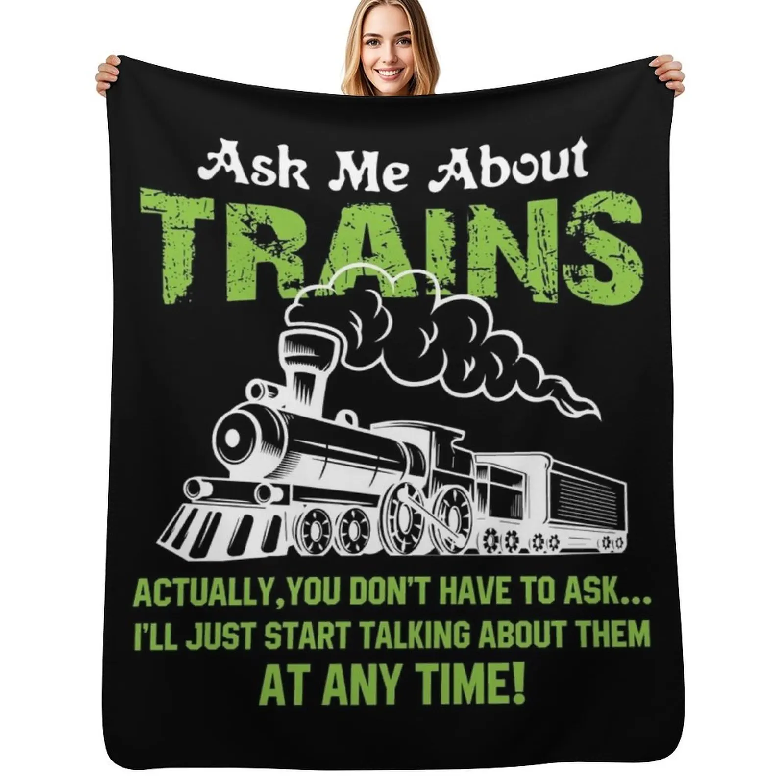 Railway Train Trains Model Railroad Gift Throw Blanket Thin Flannel Cute Softest Luxury Blankets