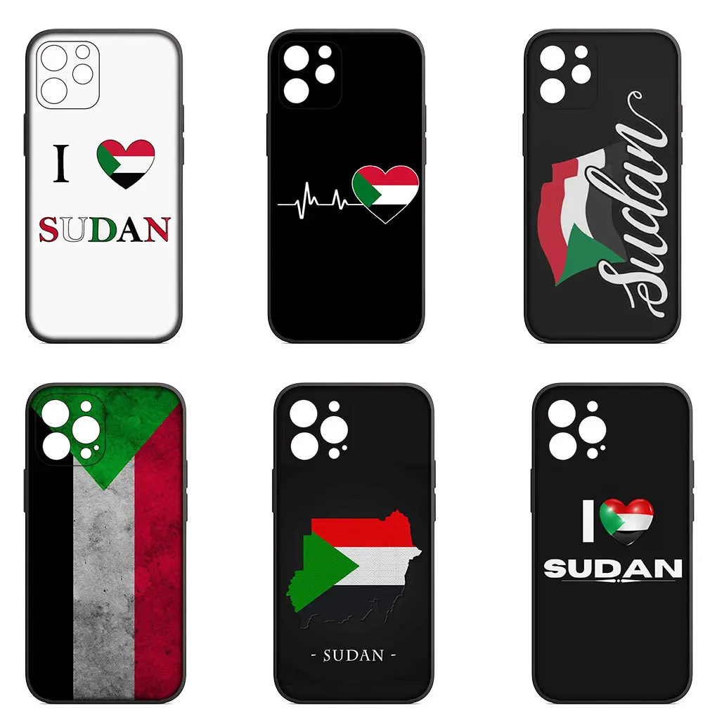 Sudan Flag Map Cover Phone Case for Apple iPhone 16 15 14 13 12 11 Pro Max 6 6S Plus + SE 14+ 16+ Soft Casing