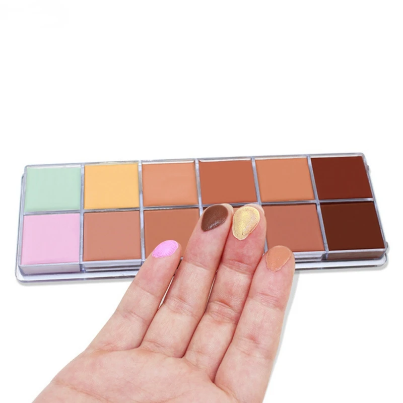 12 Color Concealer Palette Contour Cream Acne Spot Dark Circles Cover Face Foundation Brighten Pigment Cosmetic Makeup Tool