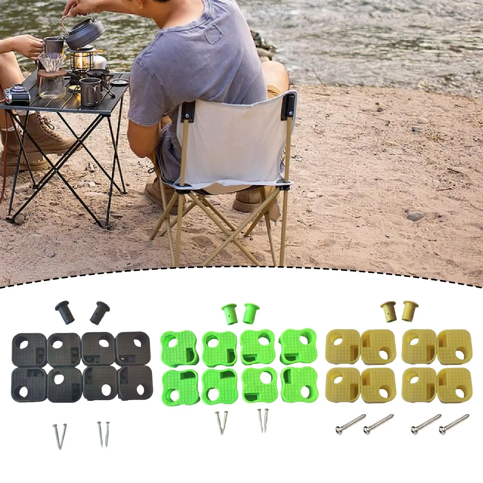8Pcs Camping Chair Replacement Feet Repair Feet Attachment with Mounting Screws Heavy Duty Portable Premium Replacement Legs