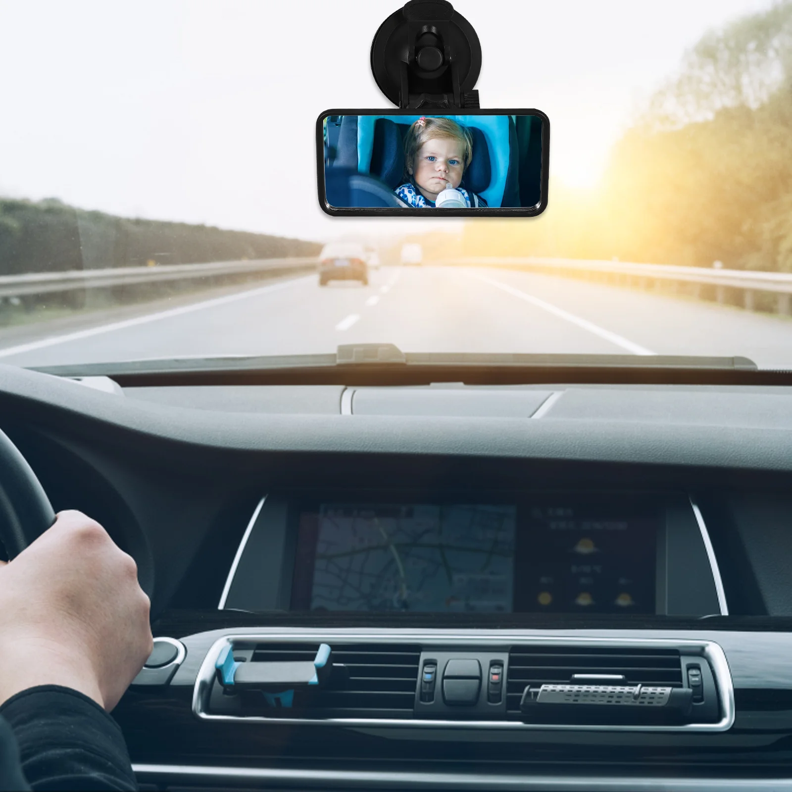 Square ABS Rearview Blind Spot Mirror 120x60mm Multi Functional Adjustable 360 Degree for Side and Rear Mirrors Parking Baby