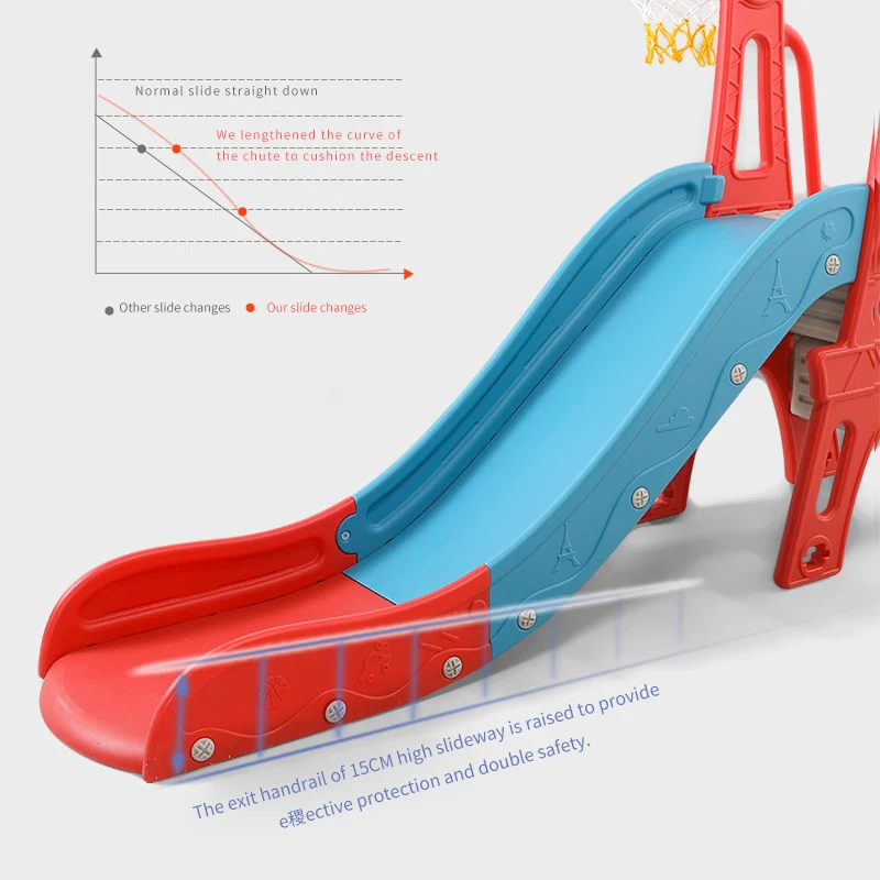 Multifunctional Plastic Basketball Slide Swing climb Set Basketball Hoop Children Slide And Swing For Kids