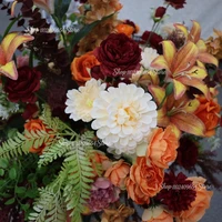 80/60/50/40cm Red Orange Artificial Large Flower Ball Arrangement Table Centerpiece for Event Wedding Decor Floral Bouquet 5