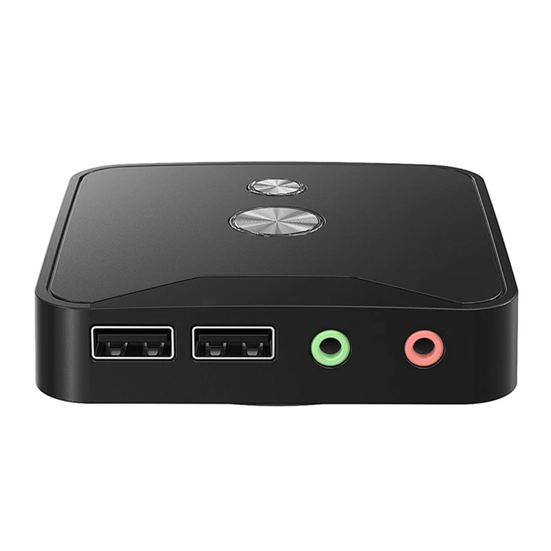 2X Computer Desktop Power Switch External PC Host Power Supply On/Off Push Button Switch, Dual USB And Audio Ports