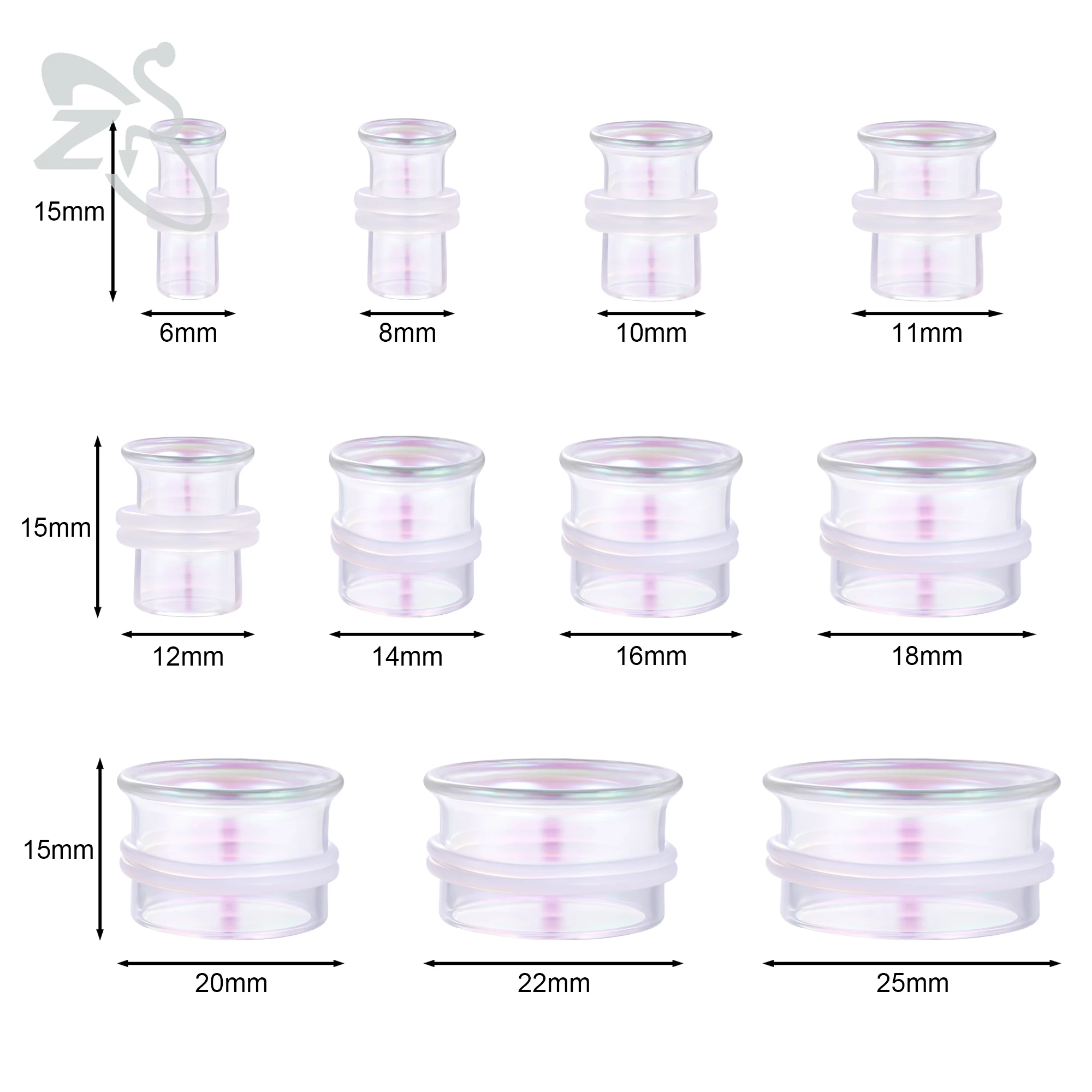 ZS 1 PC 6MM-25MM Colorful Glass Ear Plug And Tunnel Single Flare Ears Stretcher Gauge Clear Flesh Expander Body Piercing Jewelry