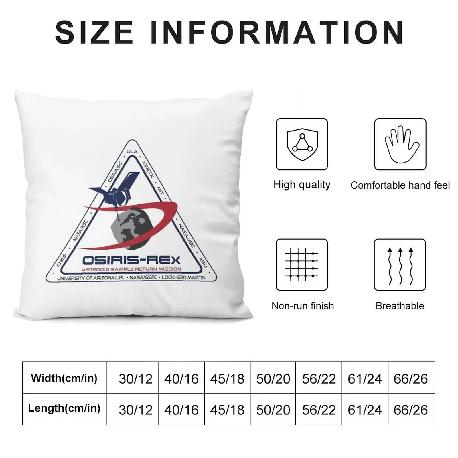 Osiris Rex - Science Partners Logo Throw Pillow Decorative Cushions Ornamental Pillow Embroidered Cushion Cover pillow