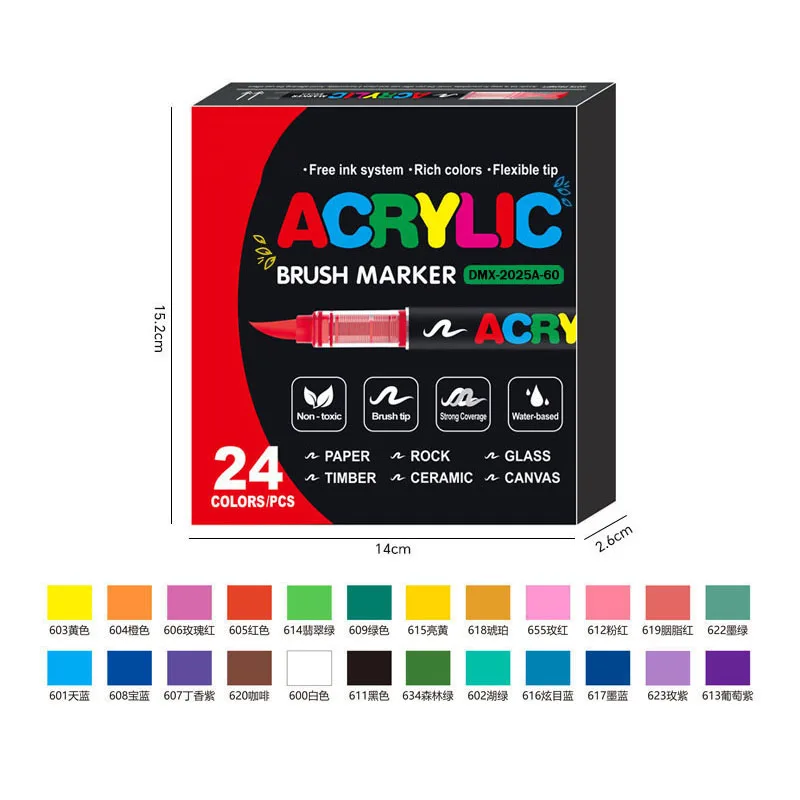 240 kleuren acrylverfstiften Zachte penseeltip Acrylstiften Set verfpennen voor houtstof canvas glas canvas rotsschildering - afbeelding 1