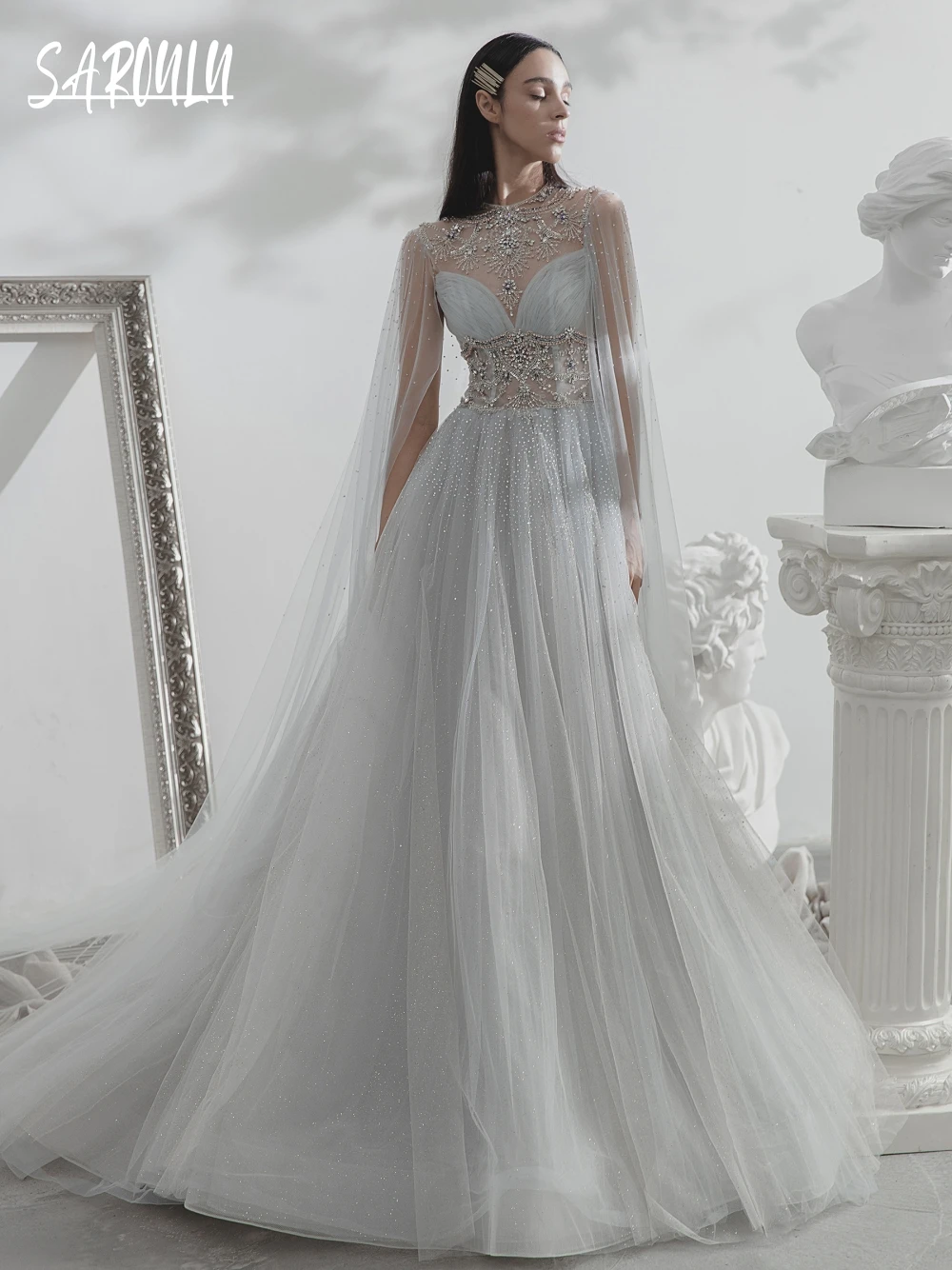 

Princess O Neck Dazzling Evening Dress Exclusive Tulle Beaded Corset Romantic Crystals A Line Women Customized Formal Party Gown