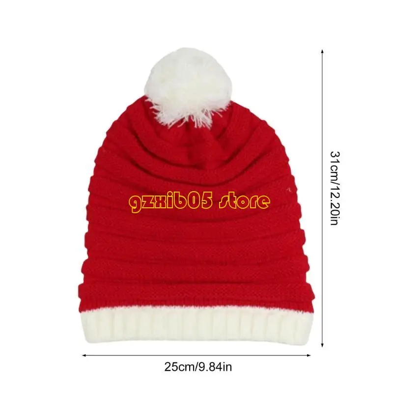 C9GE Theme Party Knitted Santa Hat Christmas Party Hat for All Age Festival Santa Caps Family Gathering Props Christmas Hat