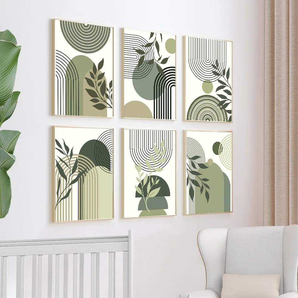 Multi-size 1PC frameless high-definition decorative paintings,1pc Large sage green wall poster print, boho wall art canvas, bota