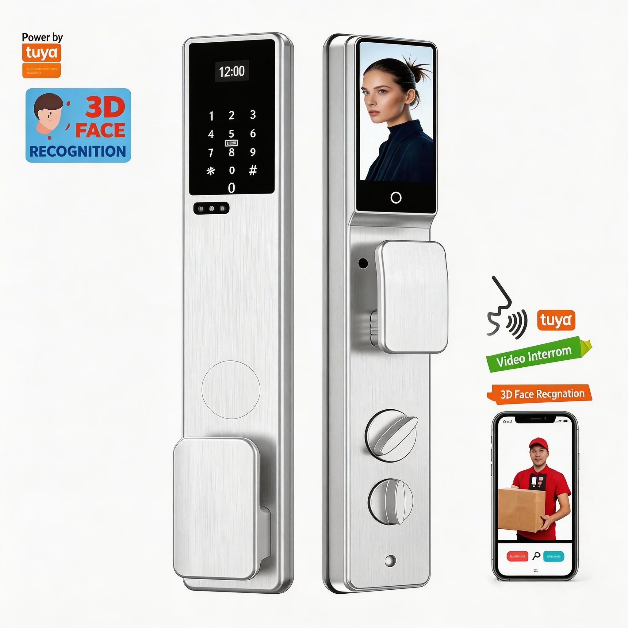 Waterproof Aluminum Alloy High Security Keyless Entry Smart Lock Fingerprint Face Pin Code Smart Door Lock for Home