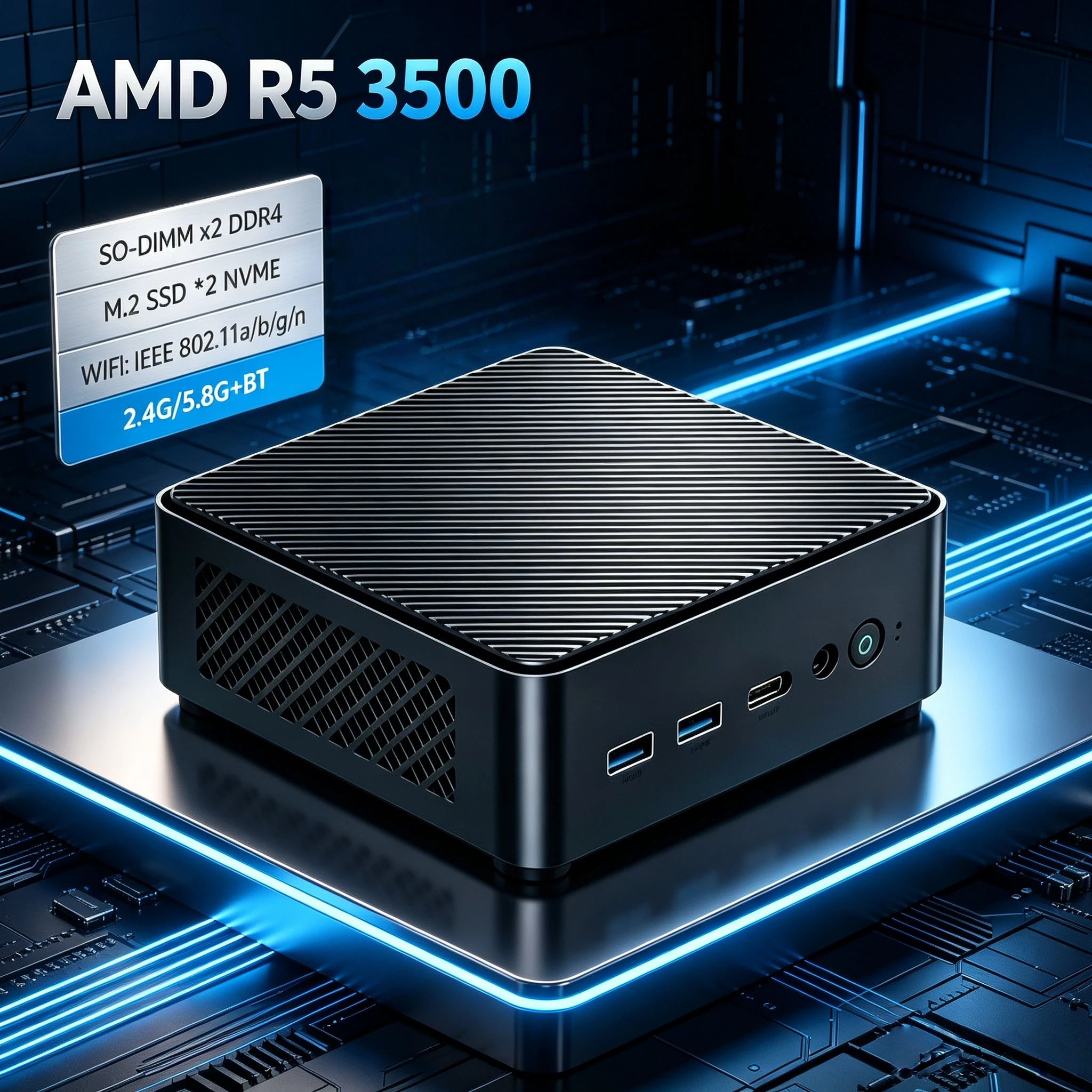 

Ultra AMD R5 3500 Mini PC 16GB DDR4 1TB M.2 SSD Win11 4K Small Desktop Computer Portable HDMI DP for Home Office Gaming Work