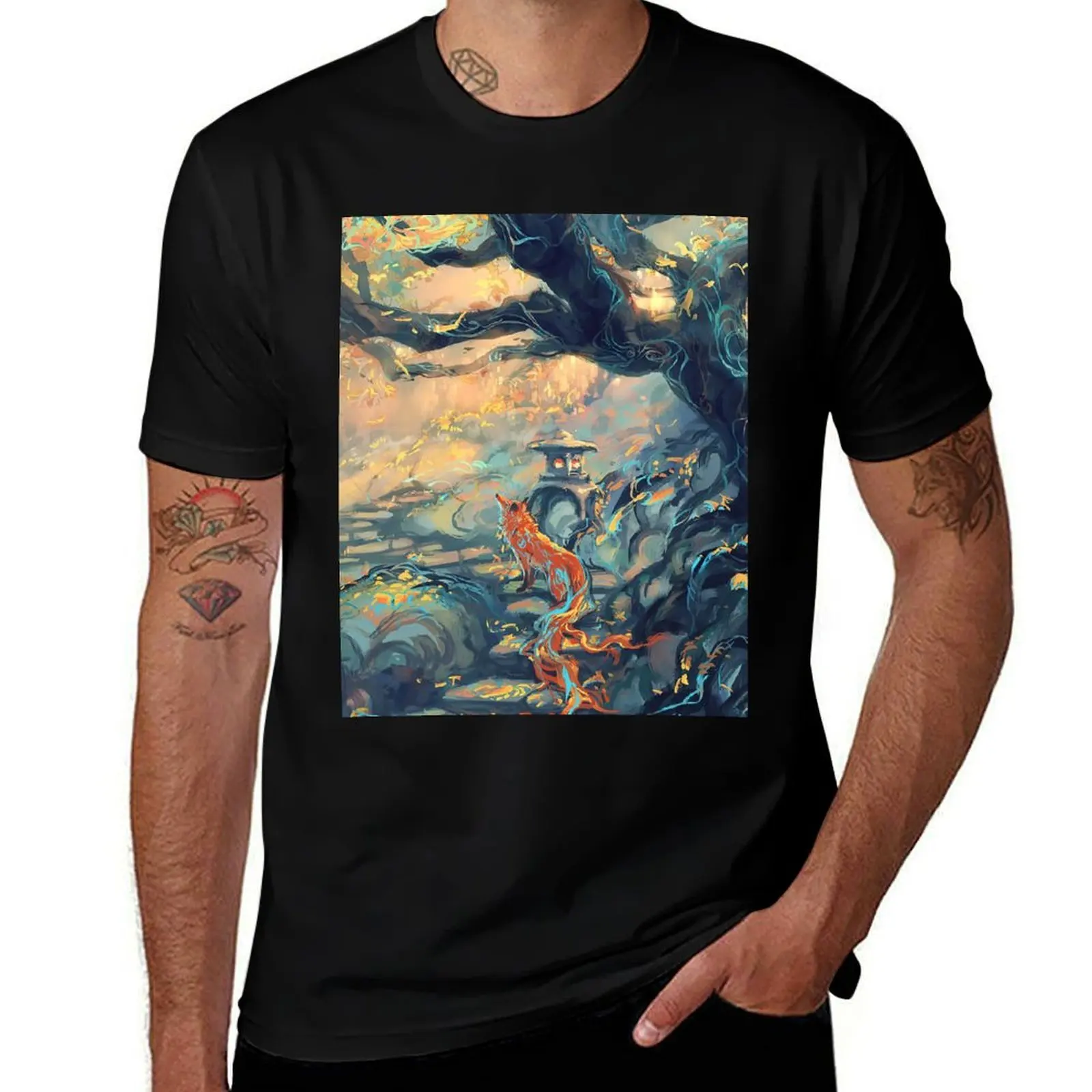 

Fox Art Painting T-Shirt Festive Simple T-Shirt