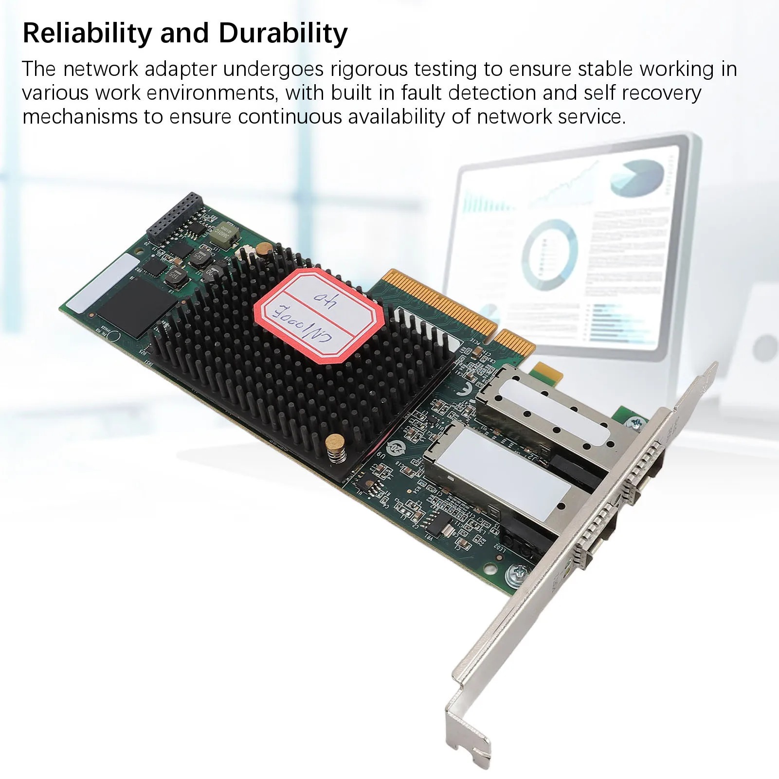 อะแดปเตอร์เครือข่าย PCIE 10GbE การถ่ายโอนข้อมูลการ์ดเครือข่าย PCI Express เข้ากันได้สูงการเชื่อมต่อที่เสถียรอินเทอร์เฟซ PCIe X8 สําหรับพีซี