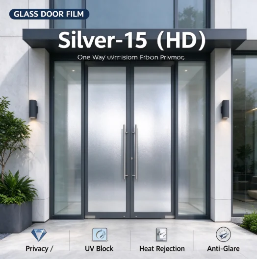 PET Silver 15 HD Privacy Window Film Roll One Way Vision Anti UV Heat Block Easy DIY Apply For Residential Office Auto Glass