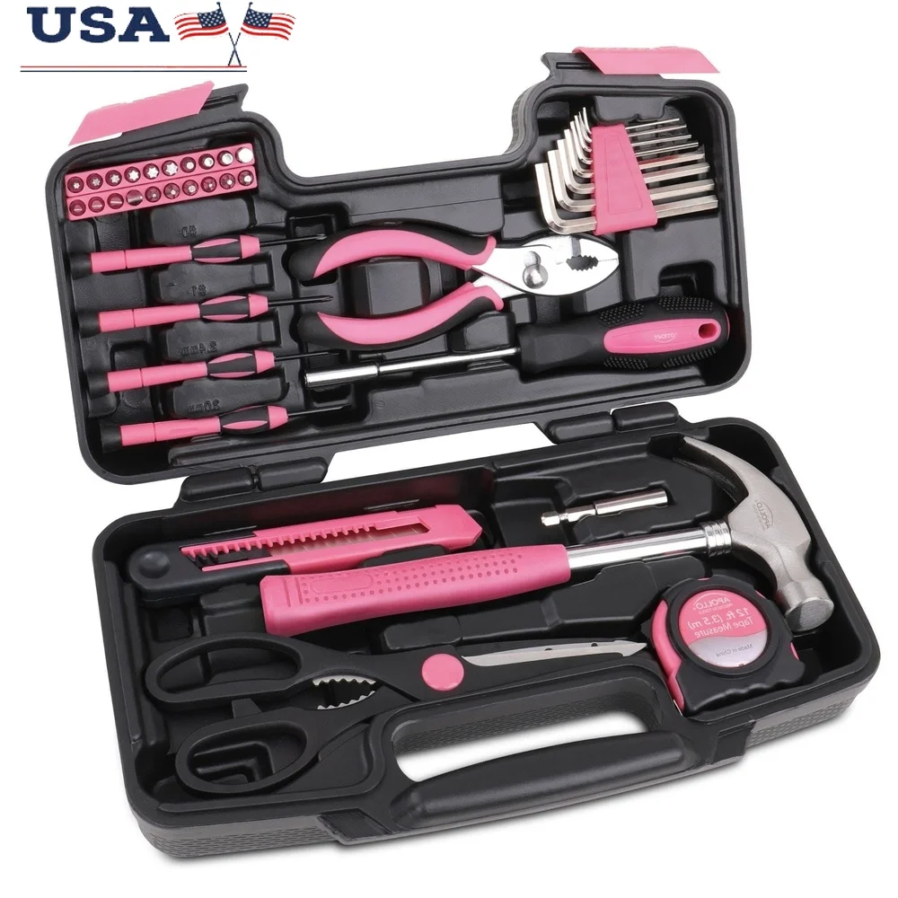 

39-компонентный общий набор инструментов DIY домашний ремонтный комплект компактное хранение необходимые инструменты бытовые проекты отвертки рулетка